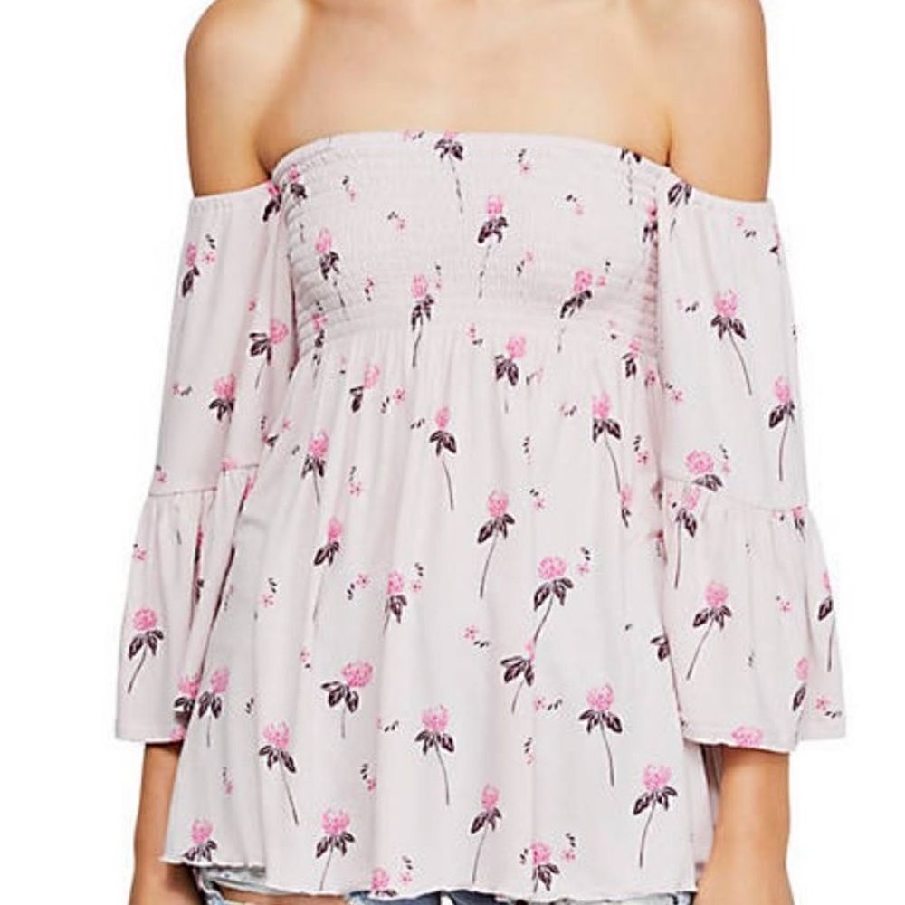 EUC Free People Lana Pink Smocked Top Medium